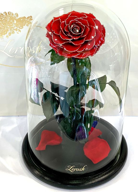 Червона Блискуча троянда в колбі - Lux 33 см LEROSH (278020027)
