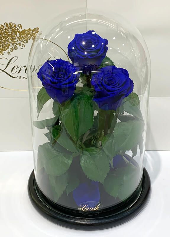 Букет три сині троянди в колбі - Grand 33 см LEROSH (278020007)