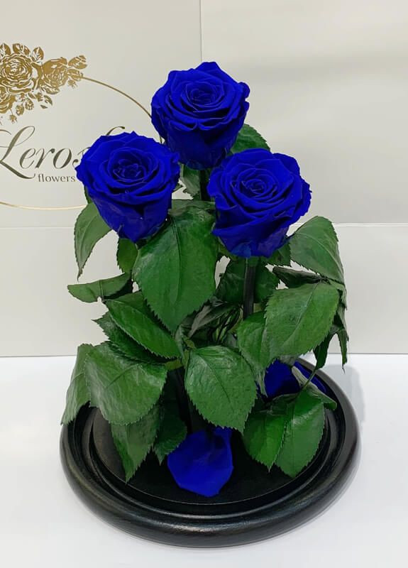 Букет три сині троянди в колбі - Grand 33 см LEROSH (278020007)