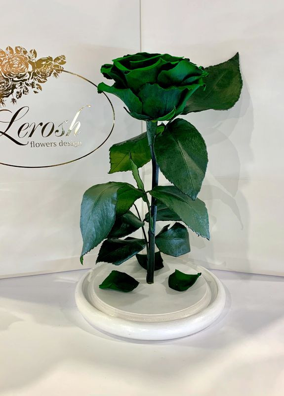 Зеленая роза в колбе - Premium 27 см LEROSH (278020069)