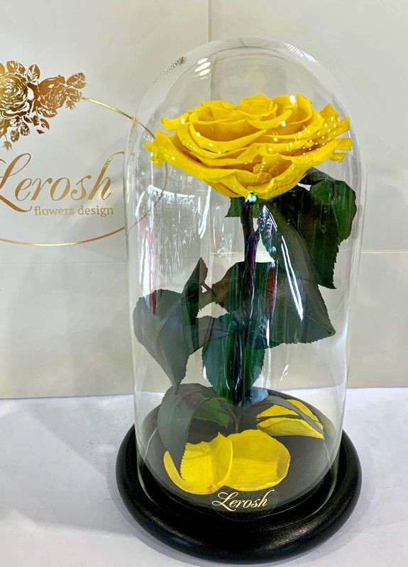 Желтая роза в колбе - Premium 27 см LEROSH (278020016)
