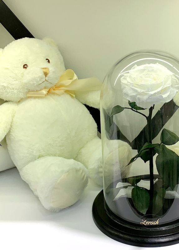 Біла троянда в колбі - Lux 33 см LEROSH (278020043)