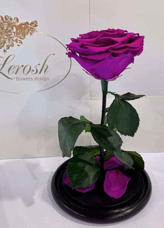 Фіолетова троянда в колбі - Premium 27 см LEROSH (278019963)
