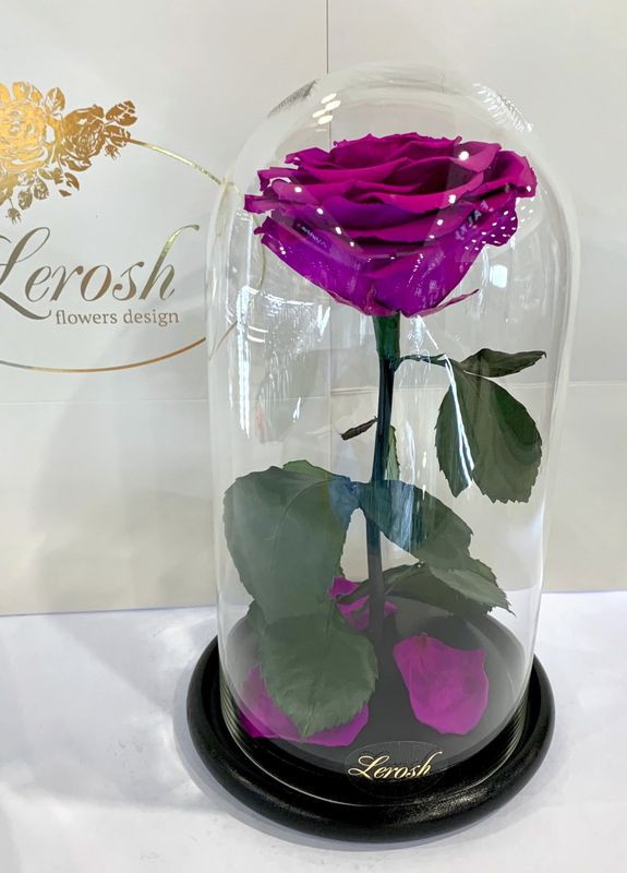Фіолетова троянда в колбі - Premium 27 см LEROSH (278019963)
