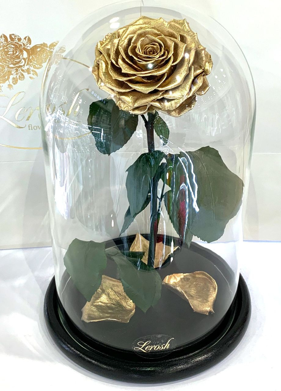 Золота троянда в колбі - Lux 33 см LEROSH (278019966)