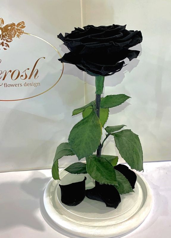 Чорна троянда в колбі - Premium 27 см LEROSH (278019962)
