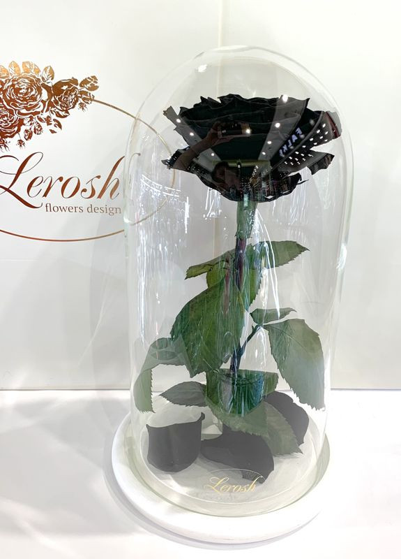 Чорна троянда в колбі - Premium 27 см LEROSH (278019962)