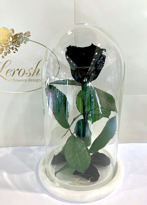 Чорна троянда в колбі - Classic 27 см LEROSH (278019992)