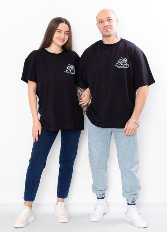 Чорна літня футболка жіноча "family look" з коротким рукавом Носи своє