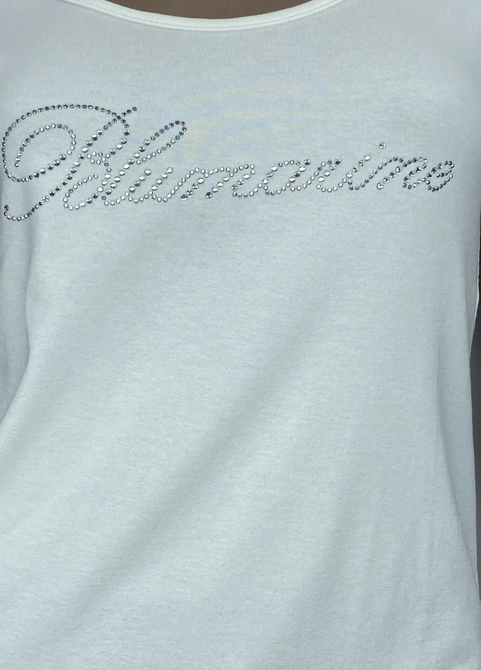 Молочная летняя футболка с коротким рукавом Blumarine