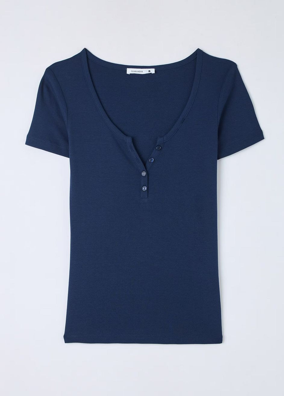 Темно-синяя летняя футболка женщин Terranova