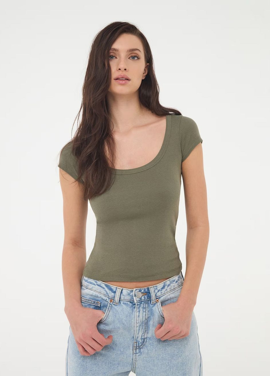 Хаки (оливковая) летняя футболка женщин Terranova
