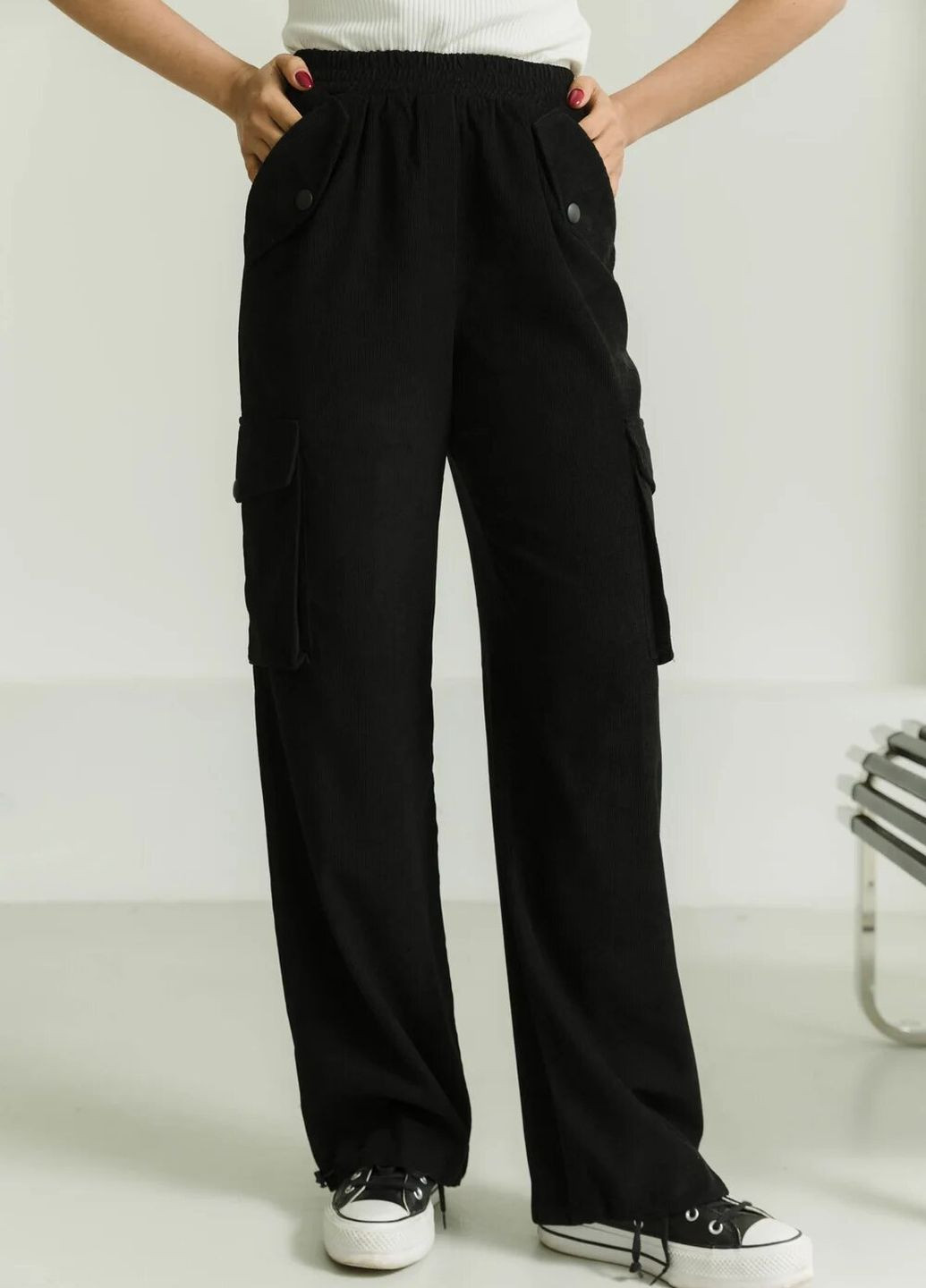 Черные кэжуал демисезонные карго брюки Seventeen