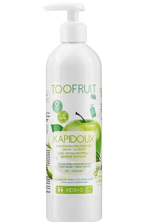 Шампунь зволожуючий "Яблуко-мигдаль" Kapidoux Dermo-soothing Lightness Shampoo 400мл Toofruit (277974066)