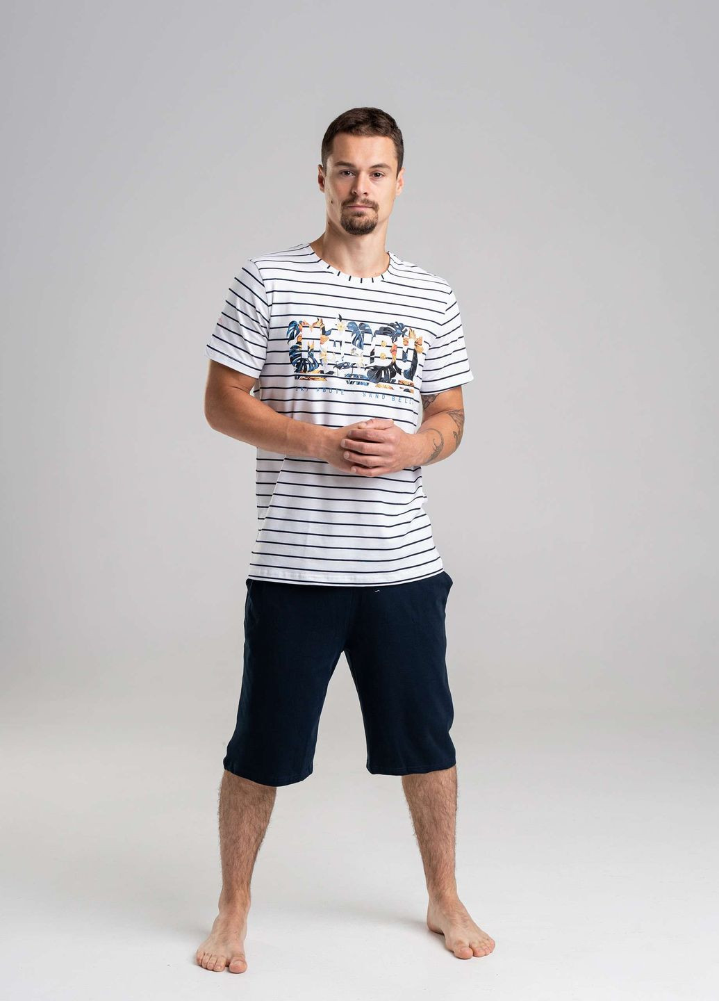 Чоловічий комплект у смужку із шортами Tom John (277978482)