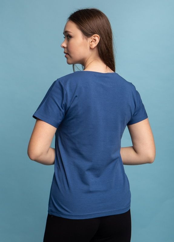 Синя всесезон футболка жіноча однотонна Nicoletta