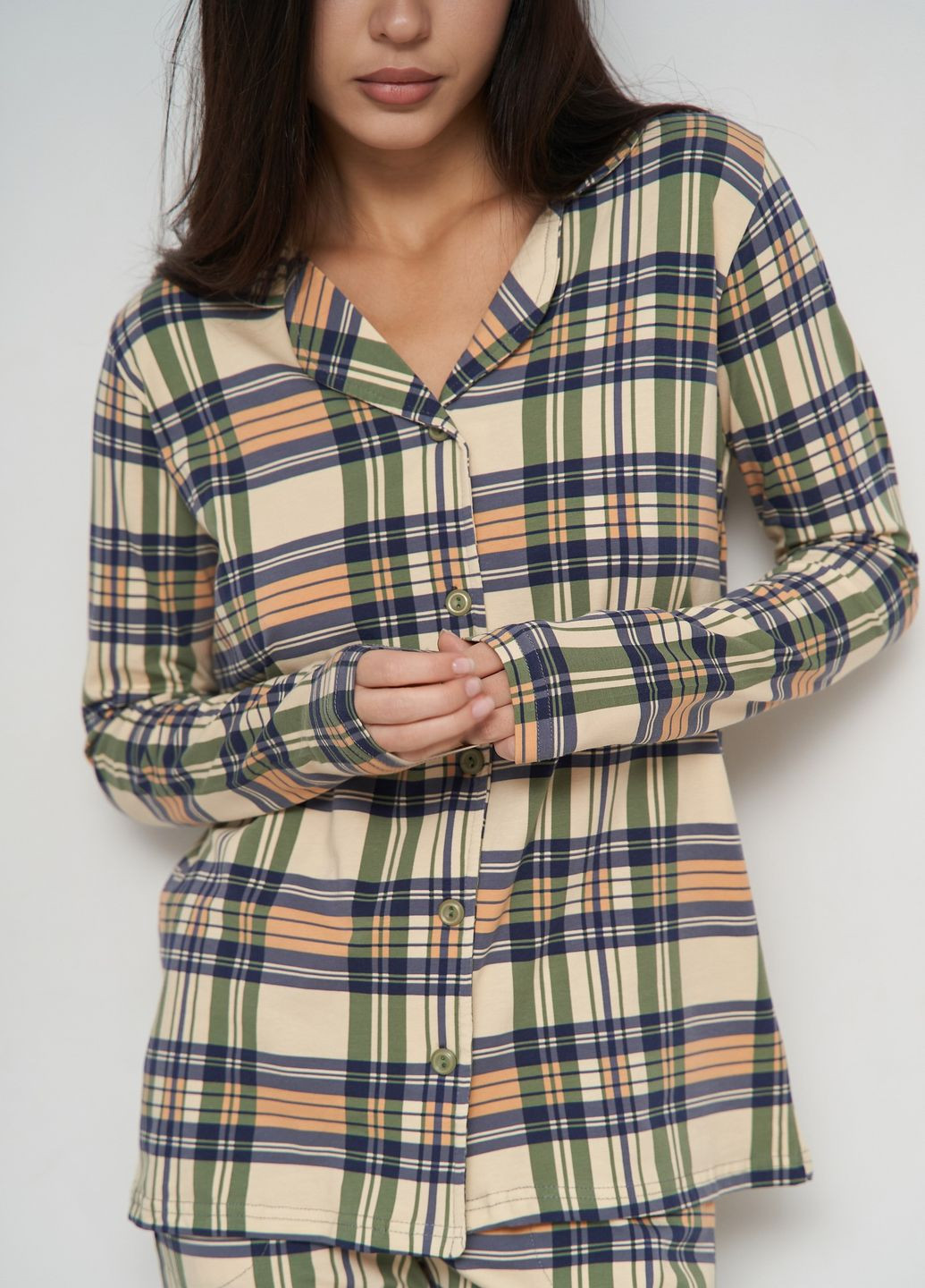 Молочна жіноча піжама на ґудзиках Nicoletta