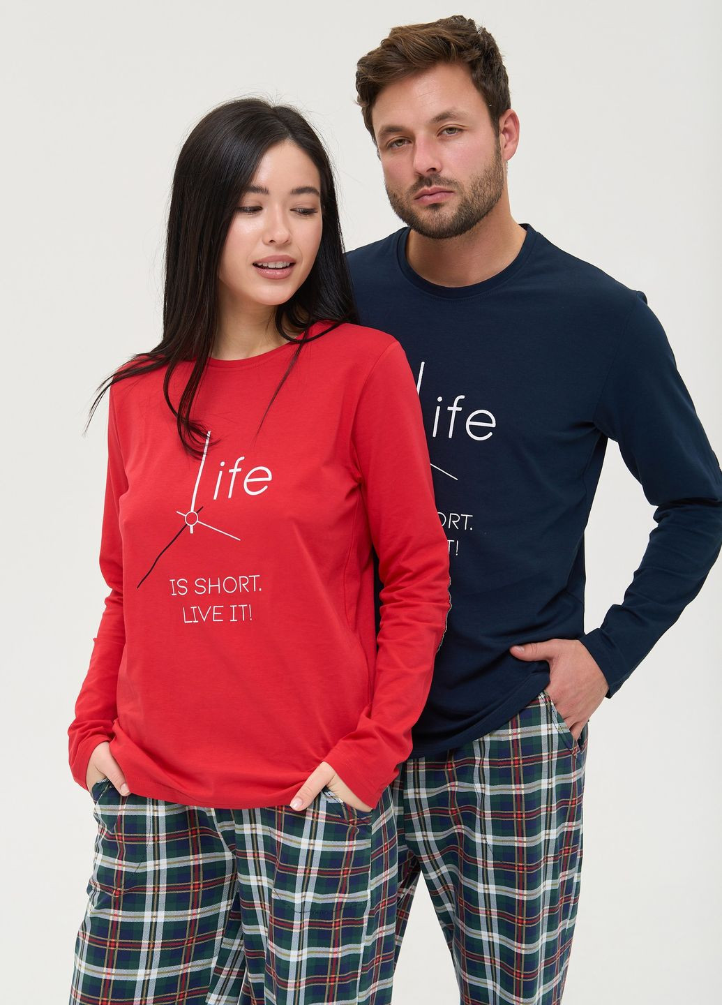 Красная женская пижама со штанами в клетку Nicoletta