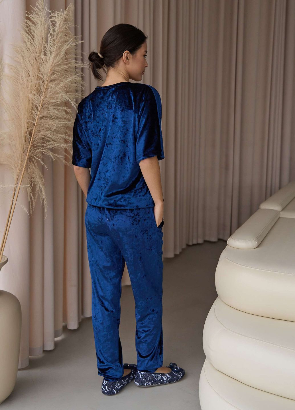 Темно-синяя комплект со штанами и футболкой на завязке Nicoletta