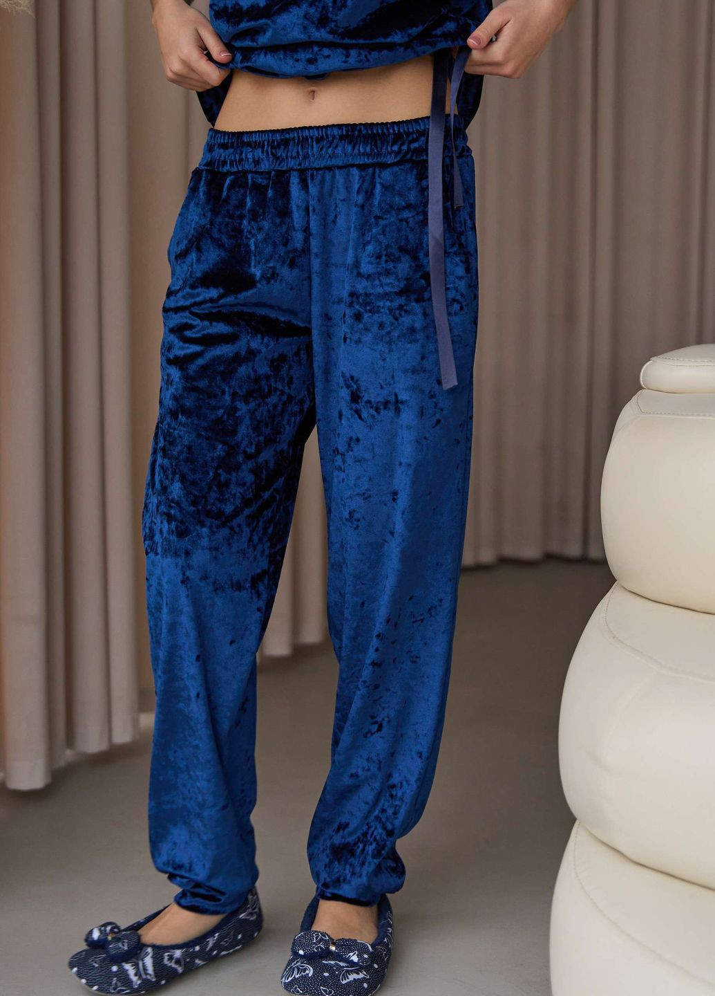 Темно-синяя комплект со штанами и футболкой на завязке Nicoletta