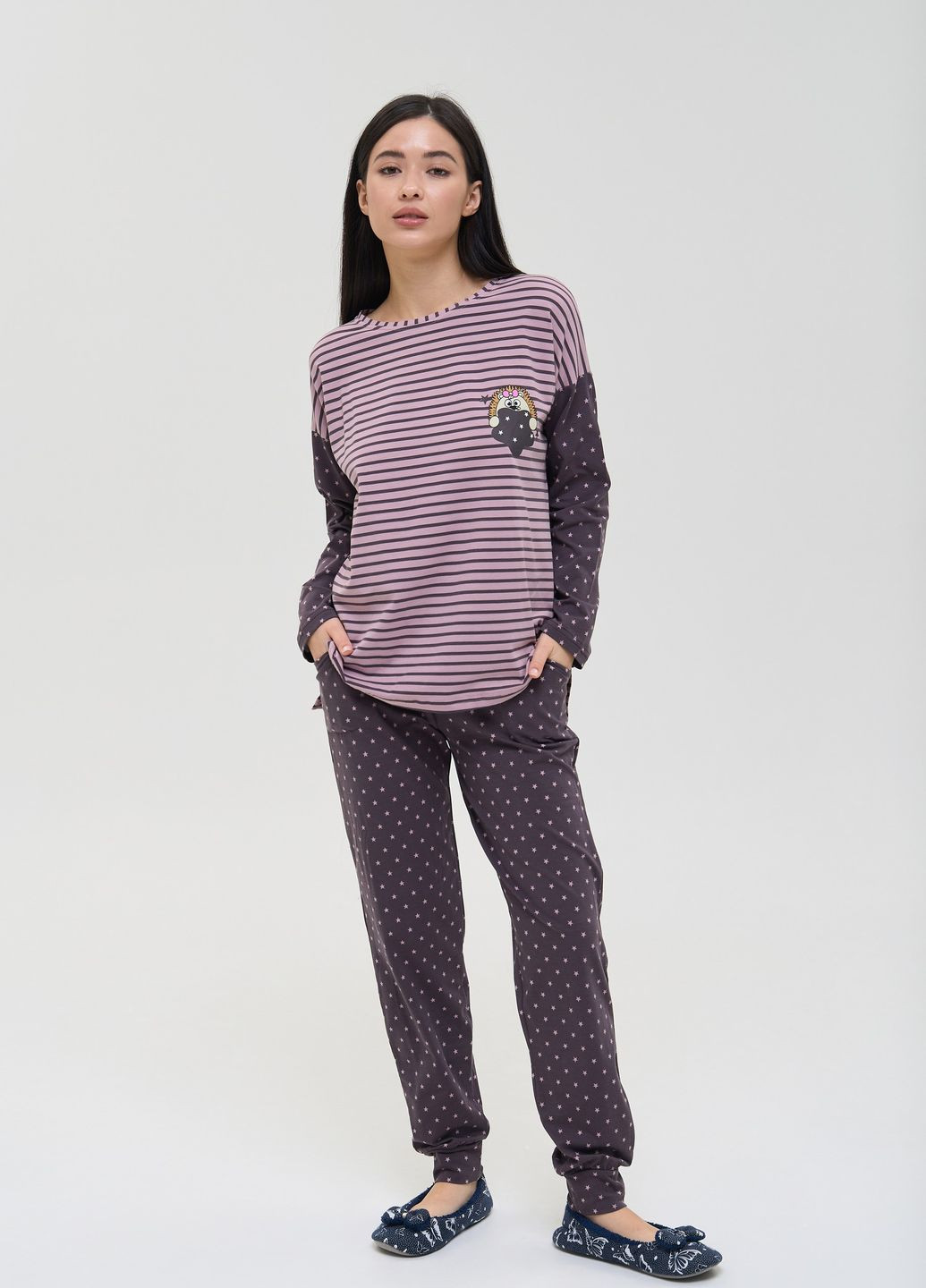 Пудровая женский комплект со штанами в звездочки Nicoletta