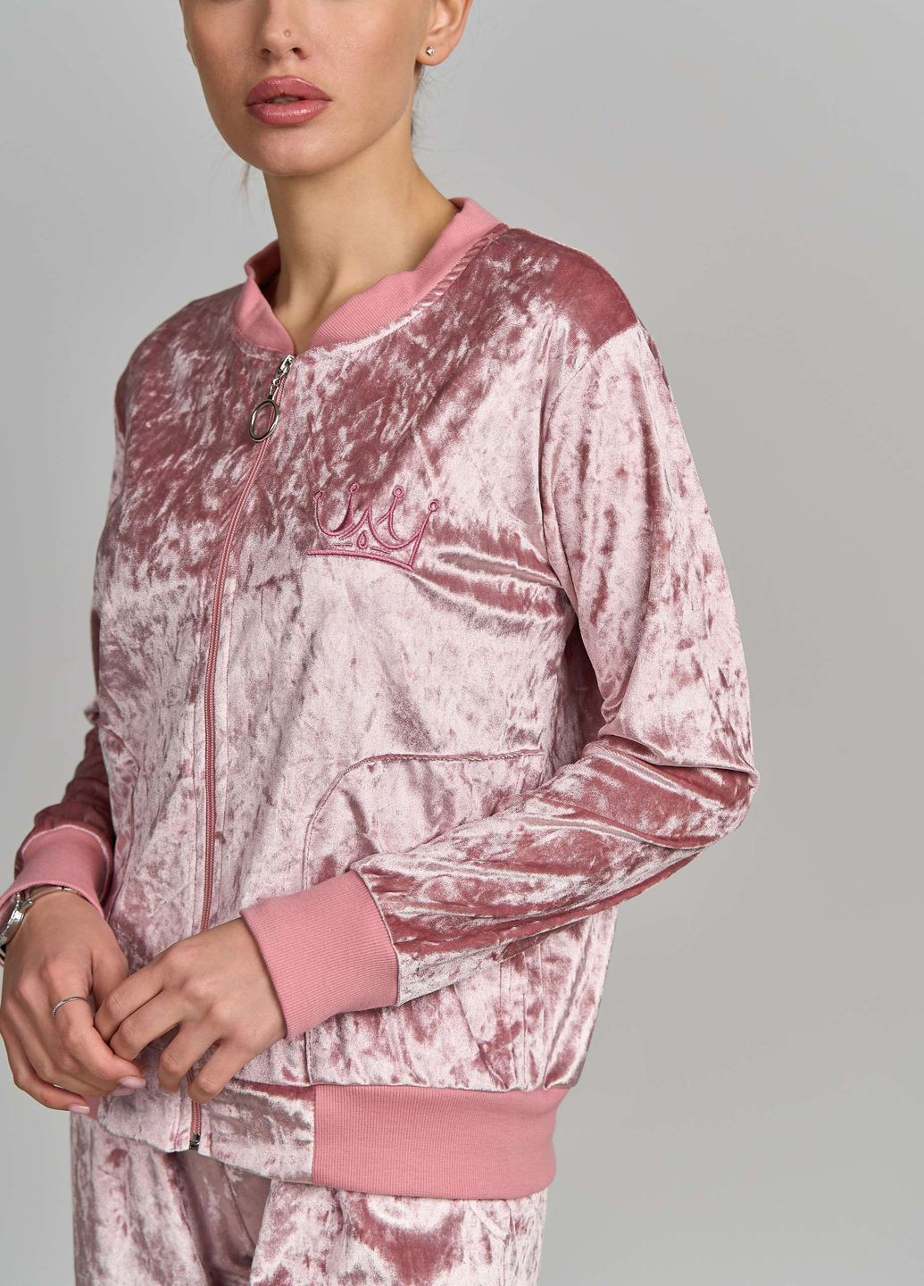 Рожева комплект зі штанами та кофтою на блискавці Nicoletta