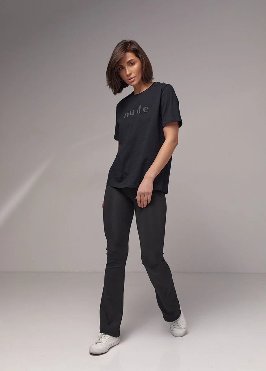 Женская футболка с вышитой надписью Nude Lurex - (277980615)