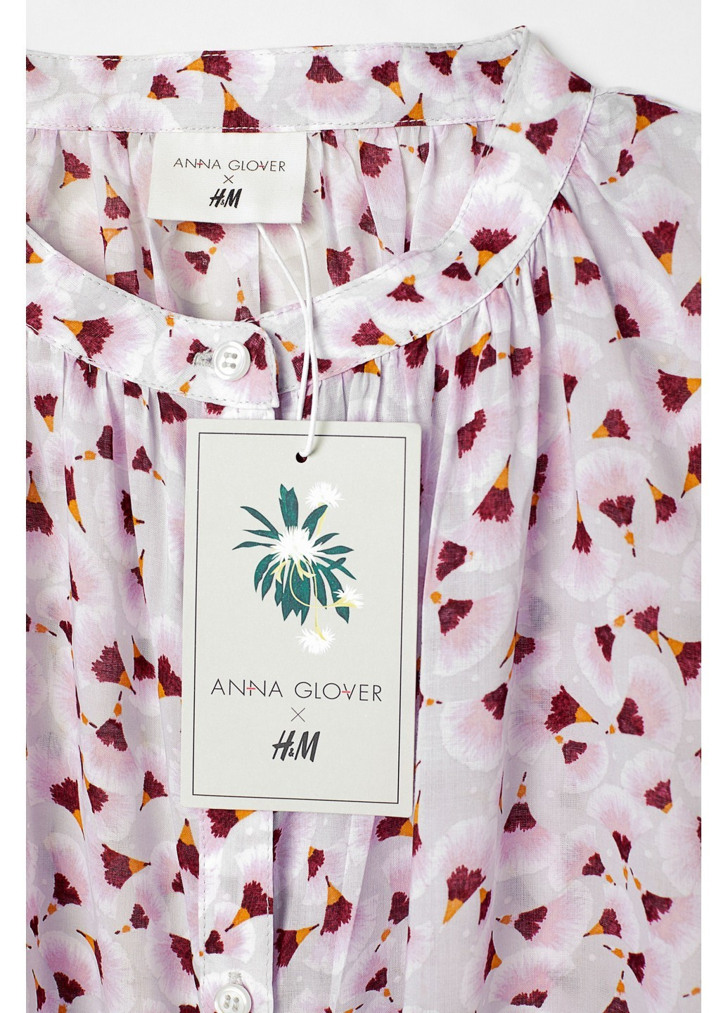 Рожева кежуал блуза H&M з квітковим принтом