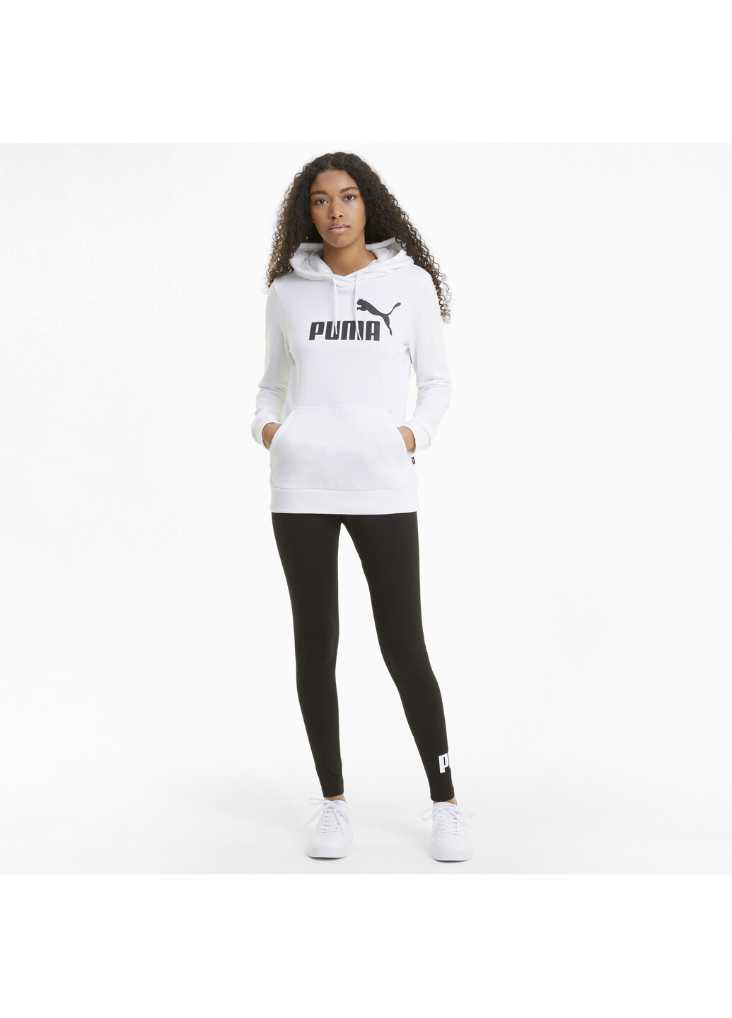 Толстовка Essentials Logo Women's Hoodie Puma - крій однотонний білий спортивний бавовна, поліестер, еластан - (278601803)