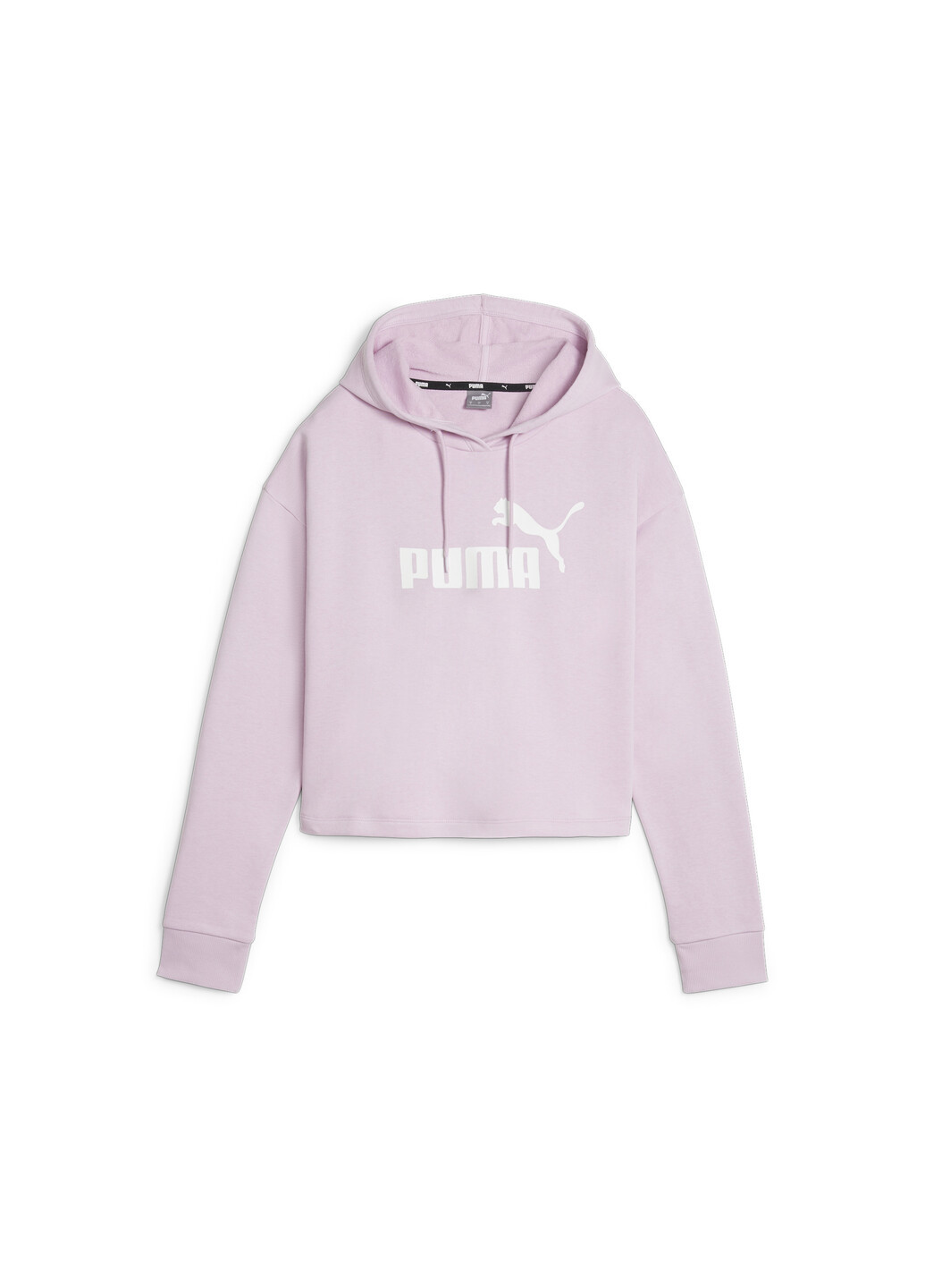 Толстовка Essentials Logo Cropped Women's Hoodie Puma - крой однотонный пурпурный спортивный хлопок, полиэстер - (278608984)