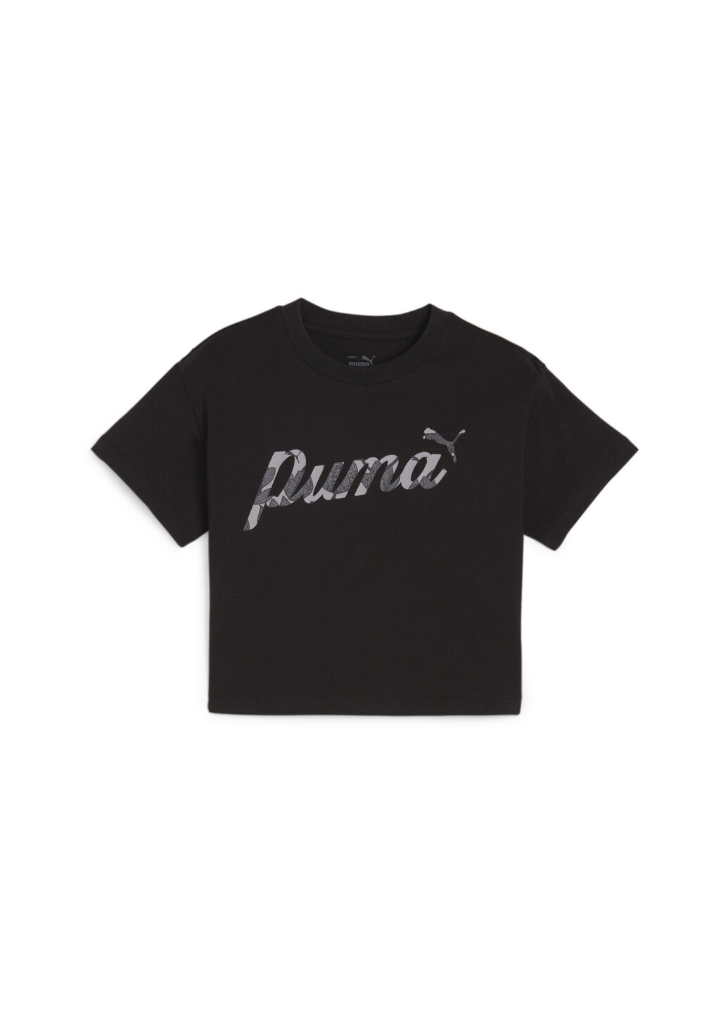 Черная демисезонная детская футболка ess+ blossom youth short tee Puma