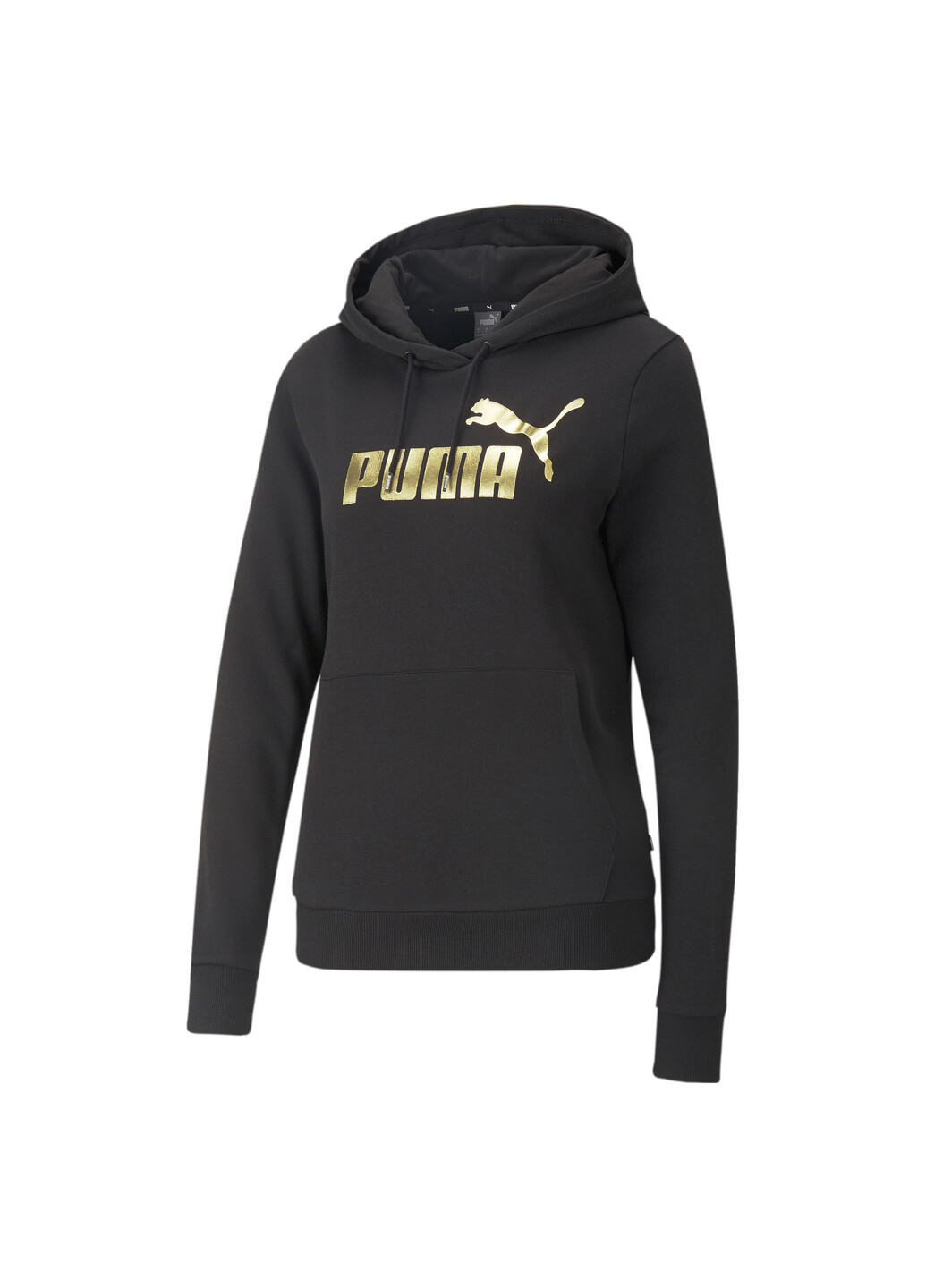 Толстовка Essentials+ Metallic Logo Women’s Hoodie Puma - крой однотонный черный спортивный полиэстер, хлопок, эластан - (278609087)
