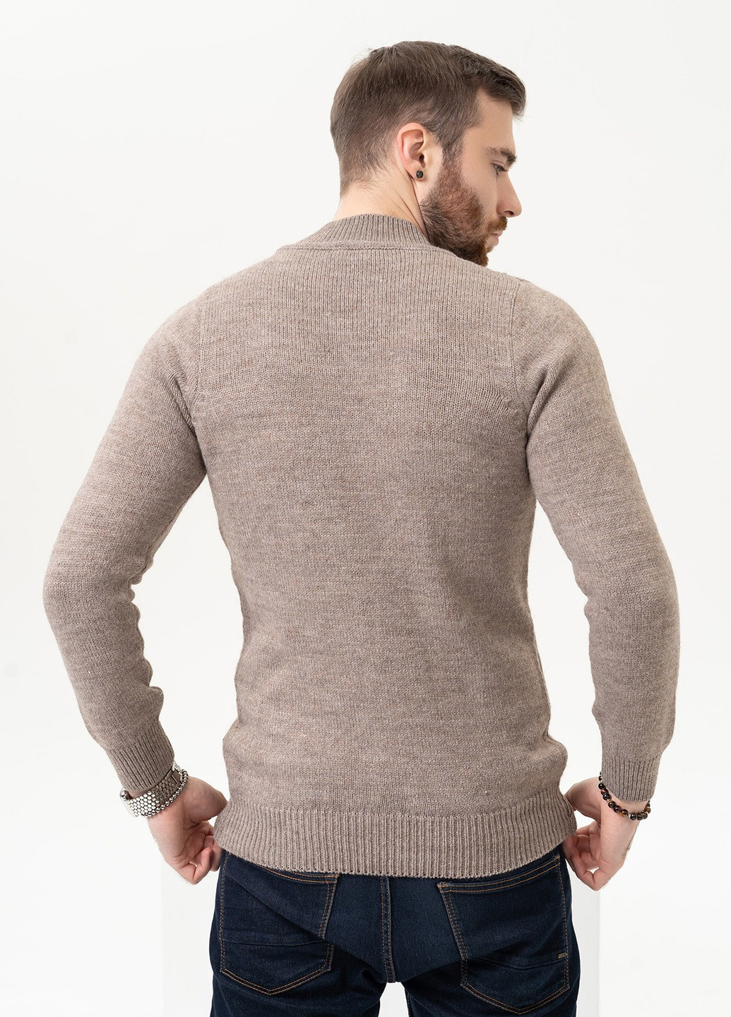Коричневый зимний свитер мужской джемпер ISSA PLUS GN4-97