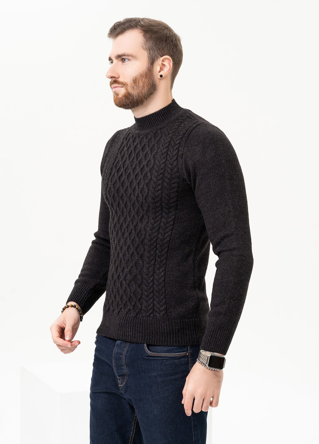 Черный зимний свитер мужской джемпер ISSA PLUS GN4-97