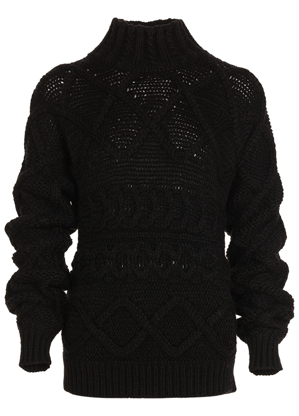 Черный зимний женский черный свитер объемной вязки джемпер Stefanel