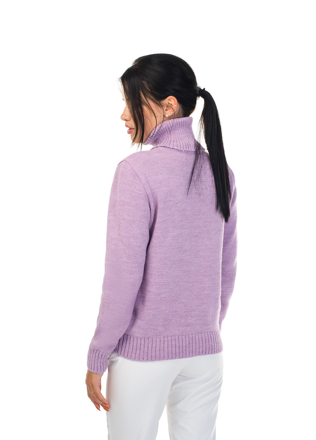 Сиреневый зимний классический женский свитер SVTR