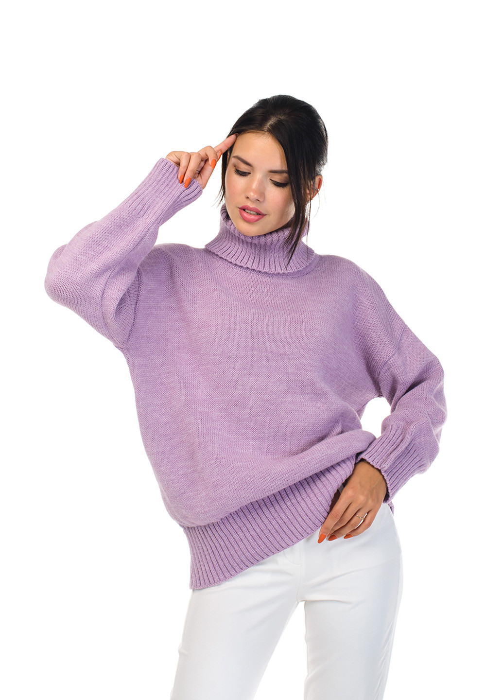 Сиреневый свободный женский свитер SVTR
