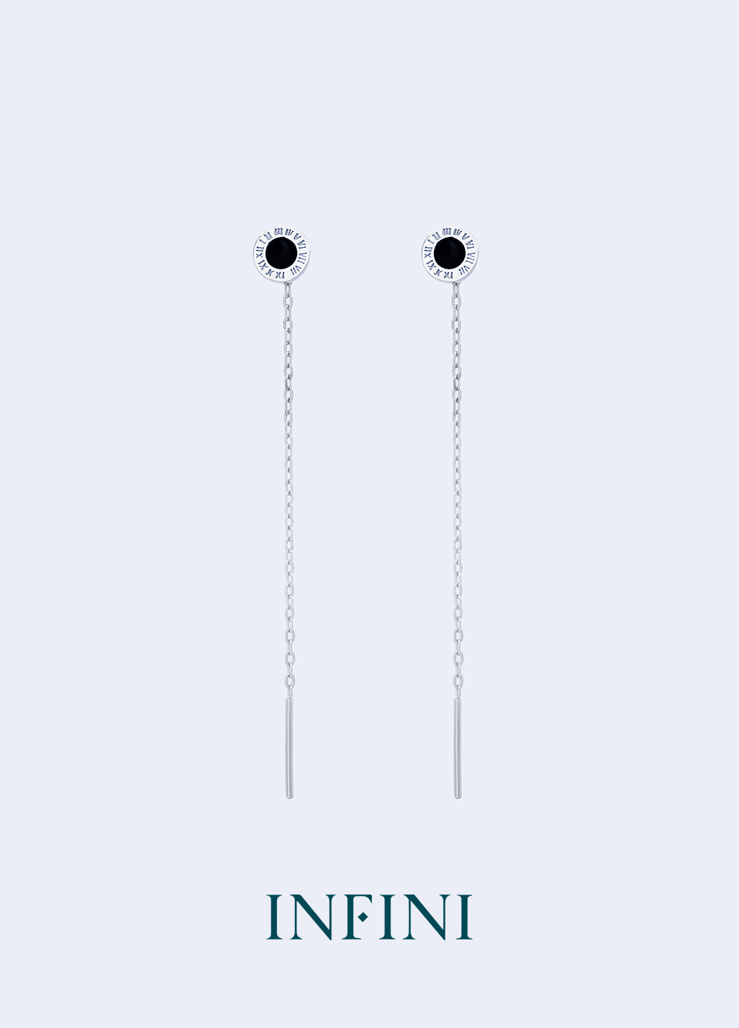 Сережки срібні з чорною емаллю Infini (256615121)
