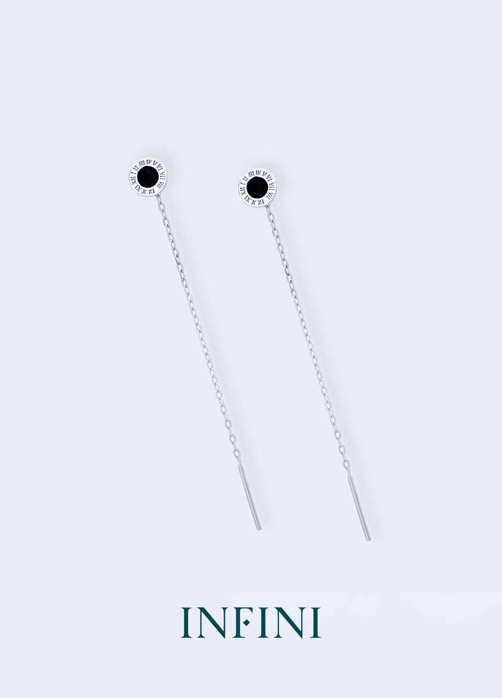 Сережки срібні з чорною емаллю Infini (256615121)