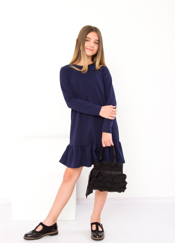 Темно-синя повсякденний сукня для дівчинки (підліткова) р. 158 чорно-синій носи своє (-057-v13) Носи своє з малюнком