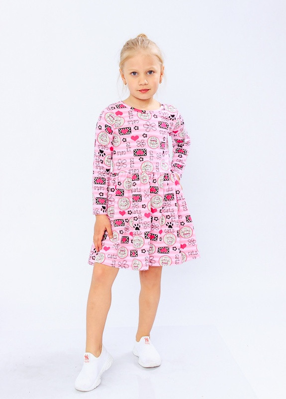 Розовое платье для девочки р. 128 котики+розовый носи своє (-043-v0) Носи своє (256627203)