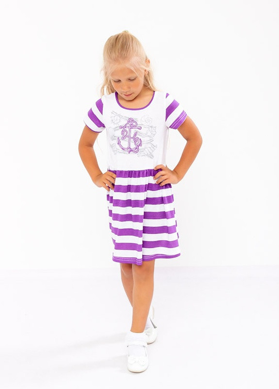 Фиолетовое платье для девочки "морячка" р. 104 полоска (синий) носи своє (-002-33-v10) Носи своє (256627193)