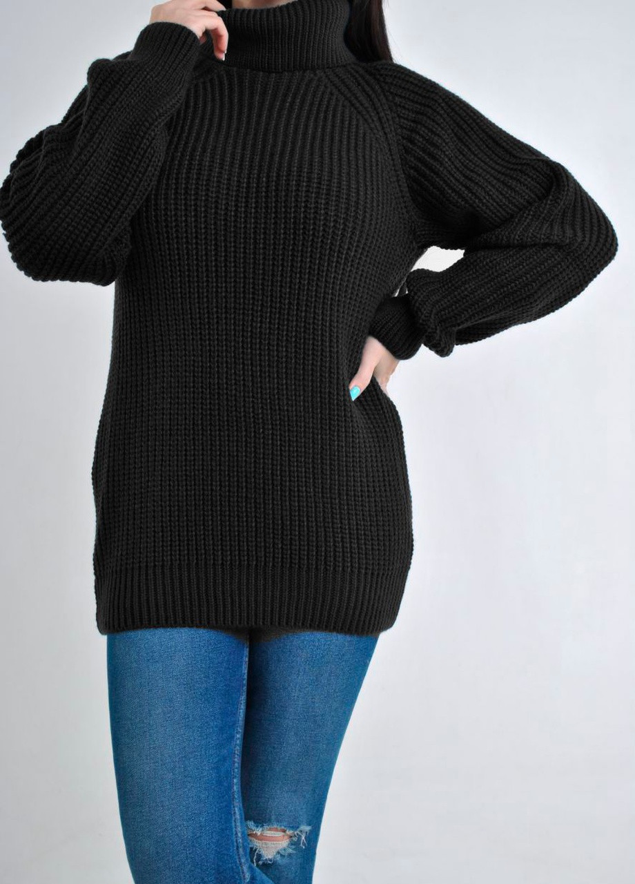 Черный зимний удлиненный свитер Berta Lucci