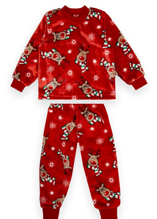 Красная зимняя детская пижама с рисунком pgu-22-2-11 *новый год* Габби