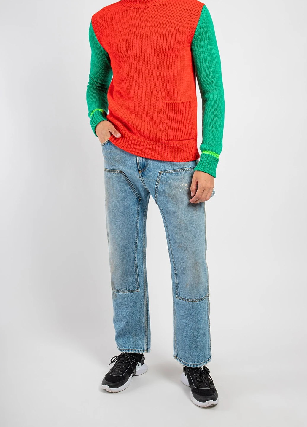 Синие демисезонные синие джинсы с эффектом изношенности MSGM