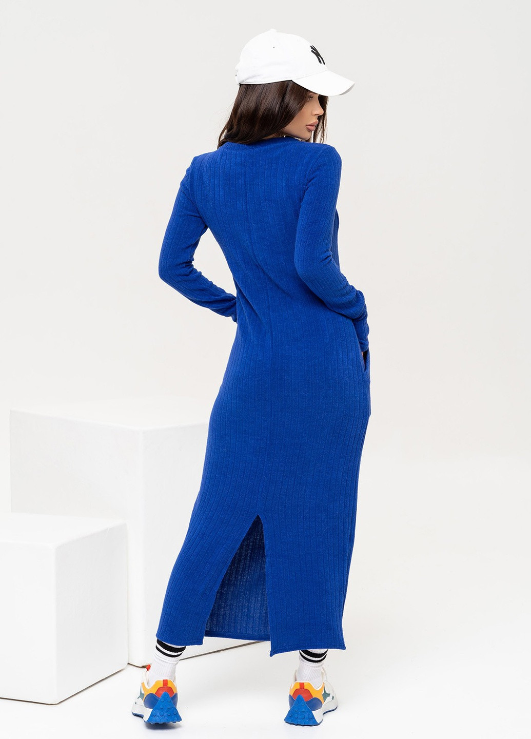 Синя повсякденний сукня жіноча сукня светр ISSA PLUS однотонна