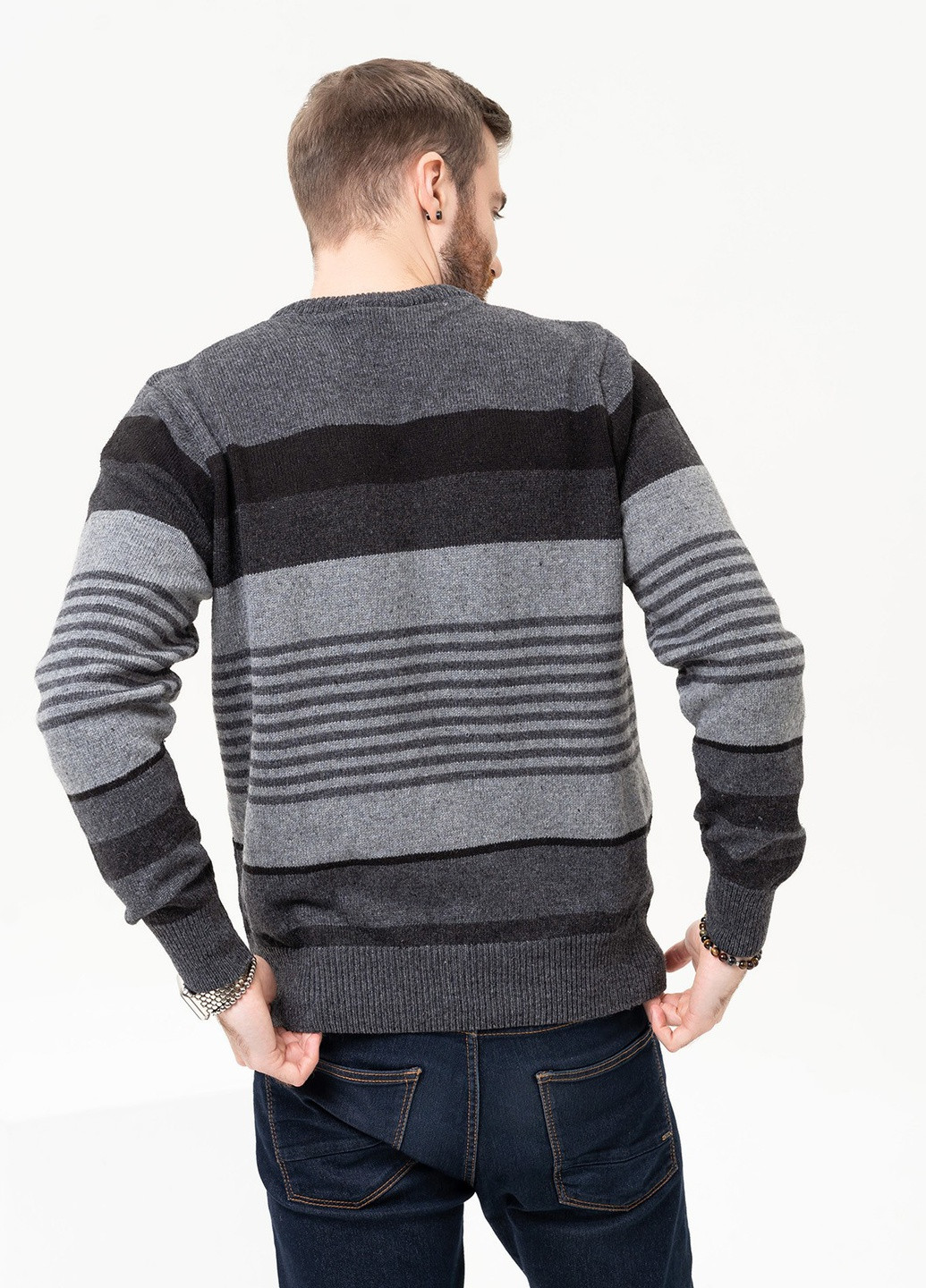 Темно-серый зимний свитер мужской пуловер ISSA PLUS GN4-96