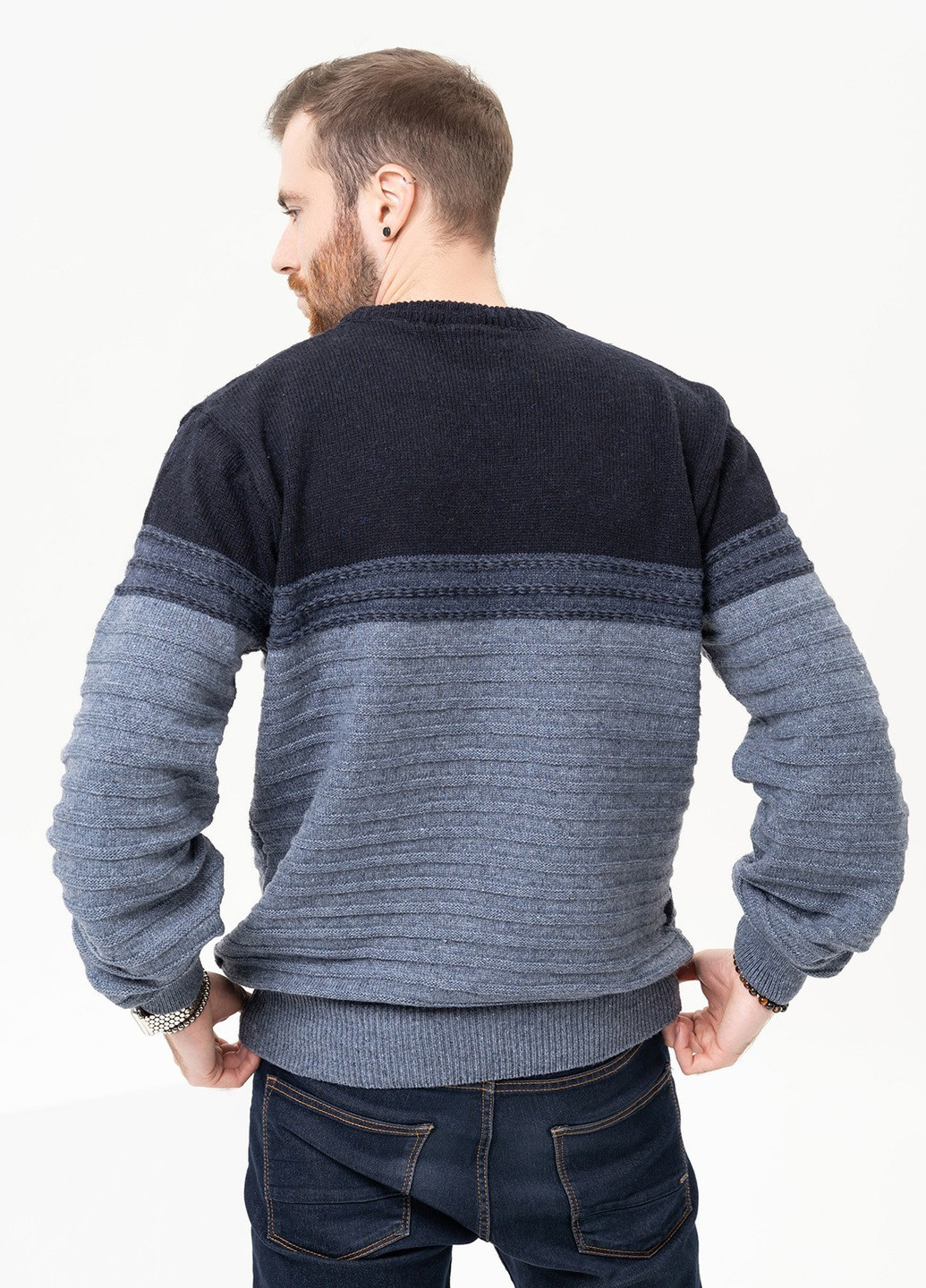 Темно-синий зимний свитер мужской джемпер ISSA PLUS GN4-94