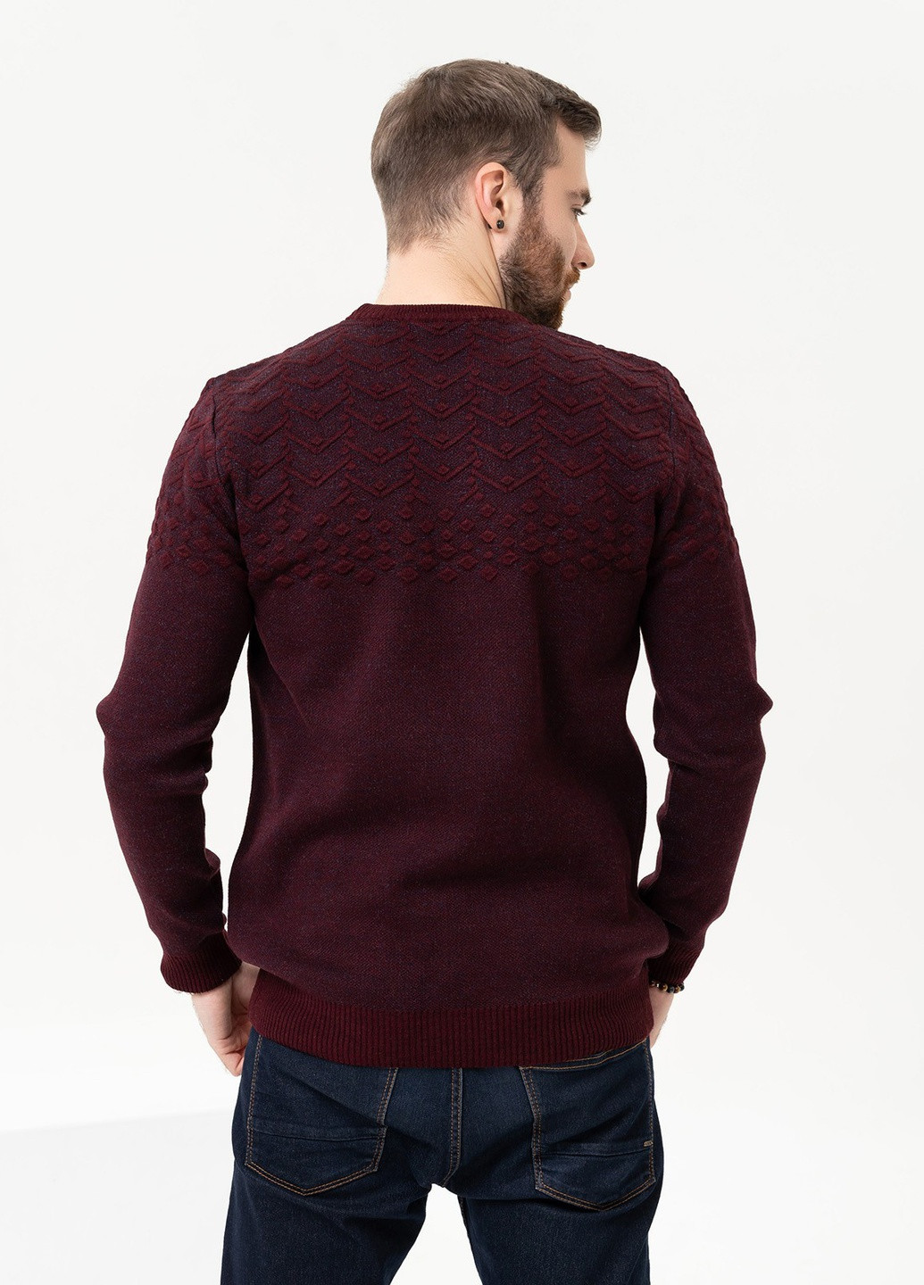 Бордовый зимний свитер мужской джемпер ISSA PLUS GN4-91