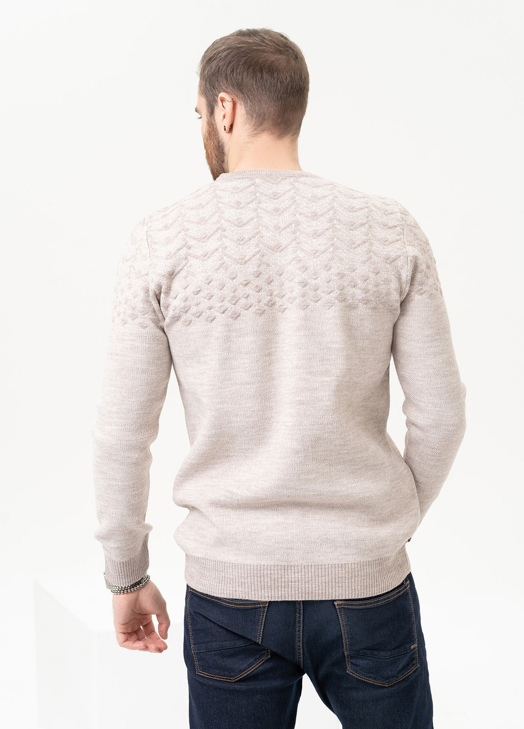 Бежевый зимний свитер мужской джемпер ISSA PLUS GN4-91